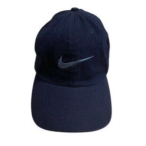 Nike Blue Hat White Embroidered Swoosh Retro RN#56323 Snap Back *NEEDS WORK*
